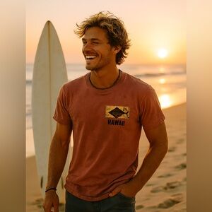 Crazy Shirts Ahi Hawai’i Chile Dyed Graphic Short Sleeve Tuna Tee Unisex Large